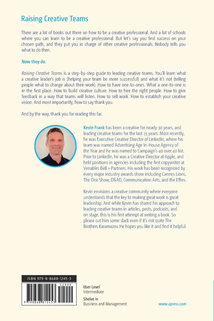 Rückseite: 9798868812453 | Raising Creative Teams | Kevin Frank | Taschenbuch | vii | Englisch