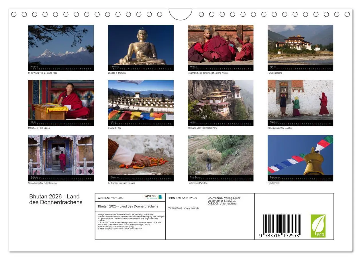 Bild: 9783516172553 | Bhutan 2026 - Land des Donnerdrachens (Wandkalender 2026 DIN A4...