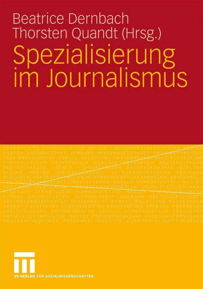 Cover: 9783531162553 | Spezialisierung im Journalismus | Thorsten Quandt (u. a.) | Buch
