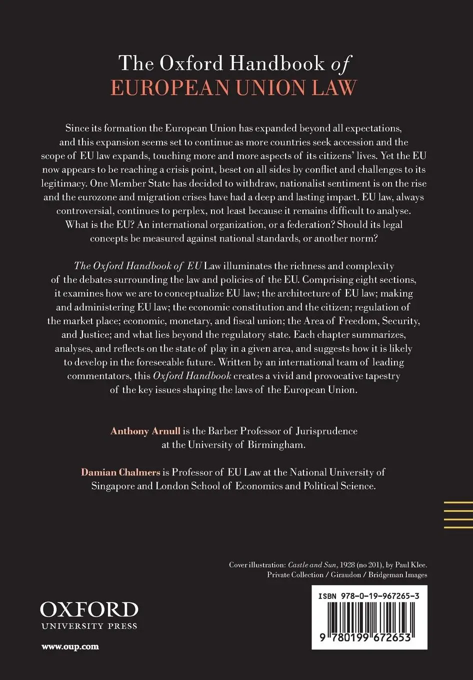Rückseite: 9780199672653 | The Oxford Handbook of European Union Law | Anthony Arnull | Buch
