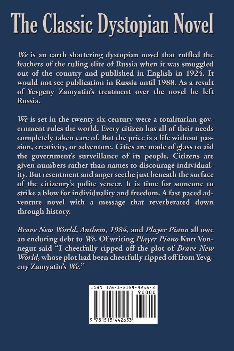Rückseite: 9781515442653 | We | Yevgeny Zamyatin | Taschenbuch | Kartoniert / Broschiert | 2019