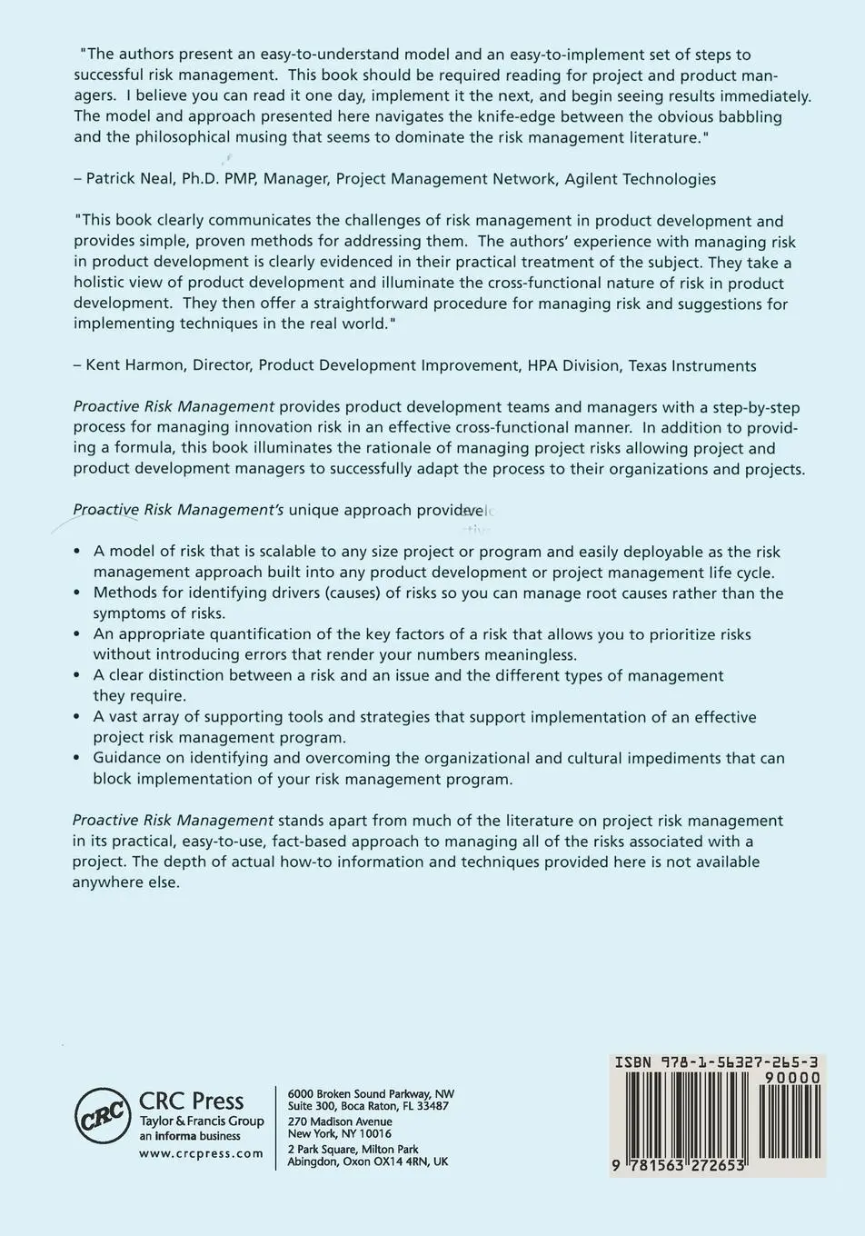 Rückseite: 9781563272653 | Proactive Risk Management | Preston G. Smith (u. a.) | Taschenbuch