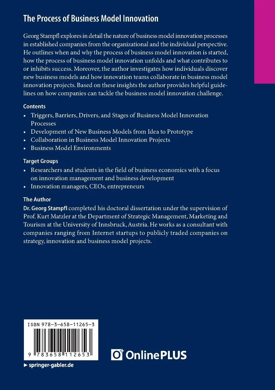 Rückseite: 9783658112653 | The Process of Business Model Innovation | An Empirical Exploration