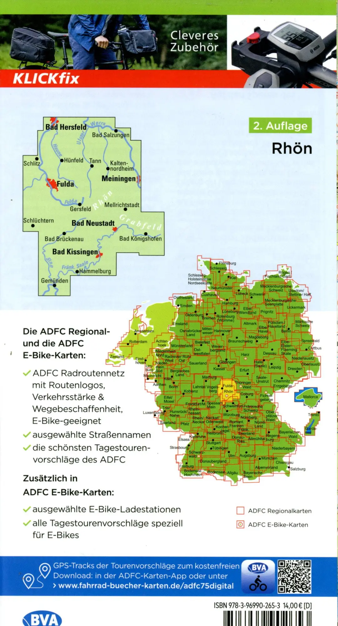Bild: 9783969902653 | ADFC-Regionalkarte Traumhafte E-Bike-Touren in der Rhön, 1:75.000,...