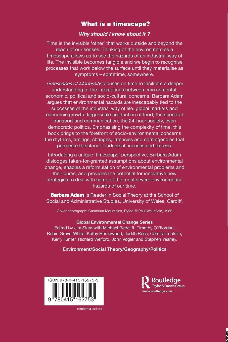 Rückseite: 9780415162753 | Timescapes of Modernity | The Environment and Invisible Hazards | Adam