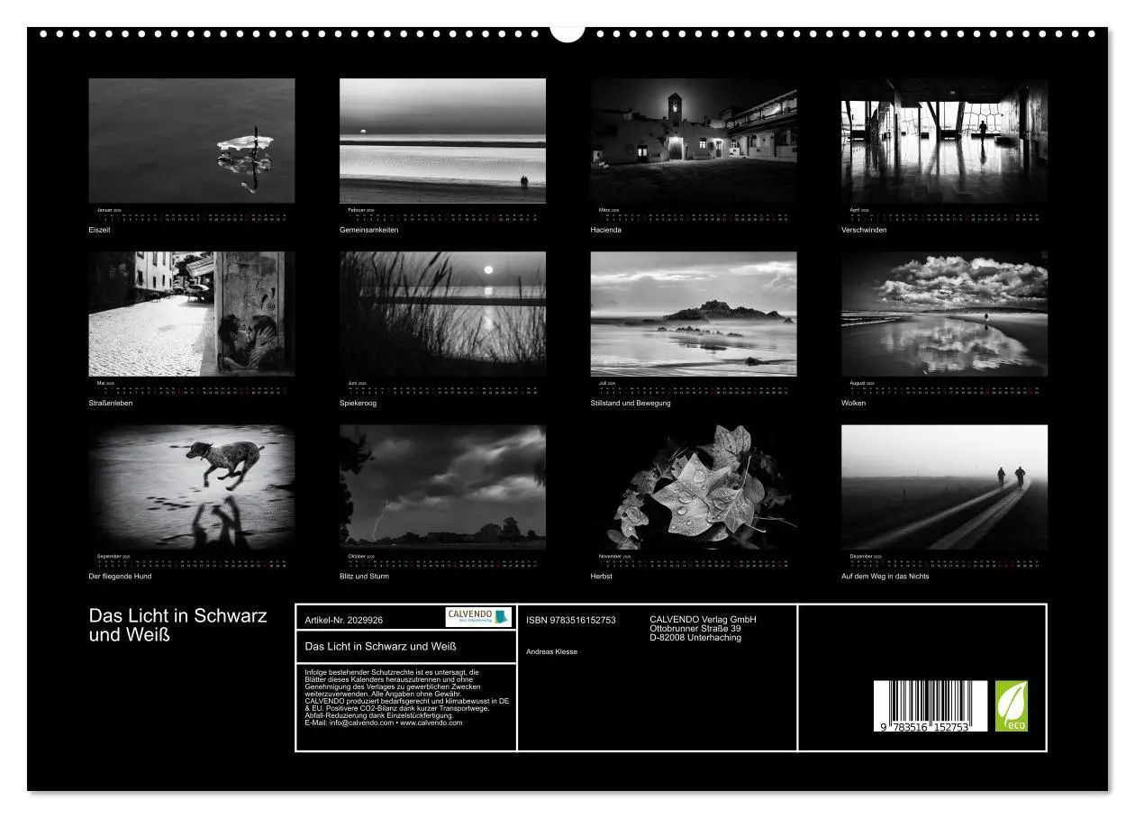 Bild: 9783516152753 | Das Licht in Schwarz und Weiß (hochwertiger Premium Wandkalender...