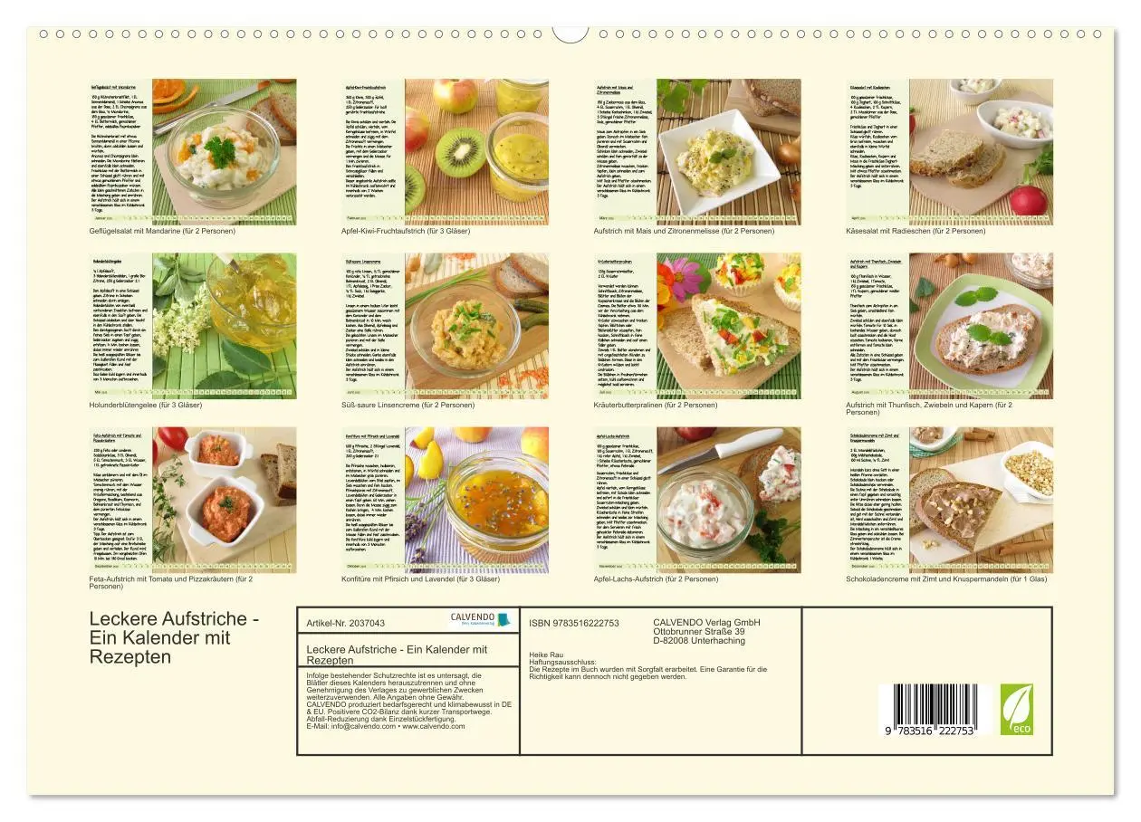 Bild: 9783516222753 | Leckere Aufstriche - Ein Kalender mit Rezepten (hochwertiger...
