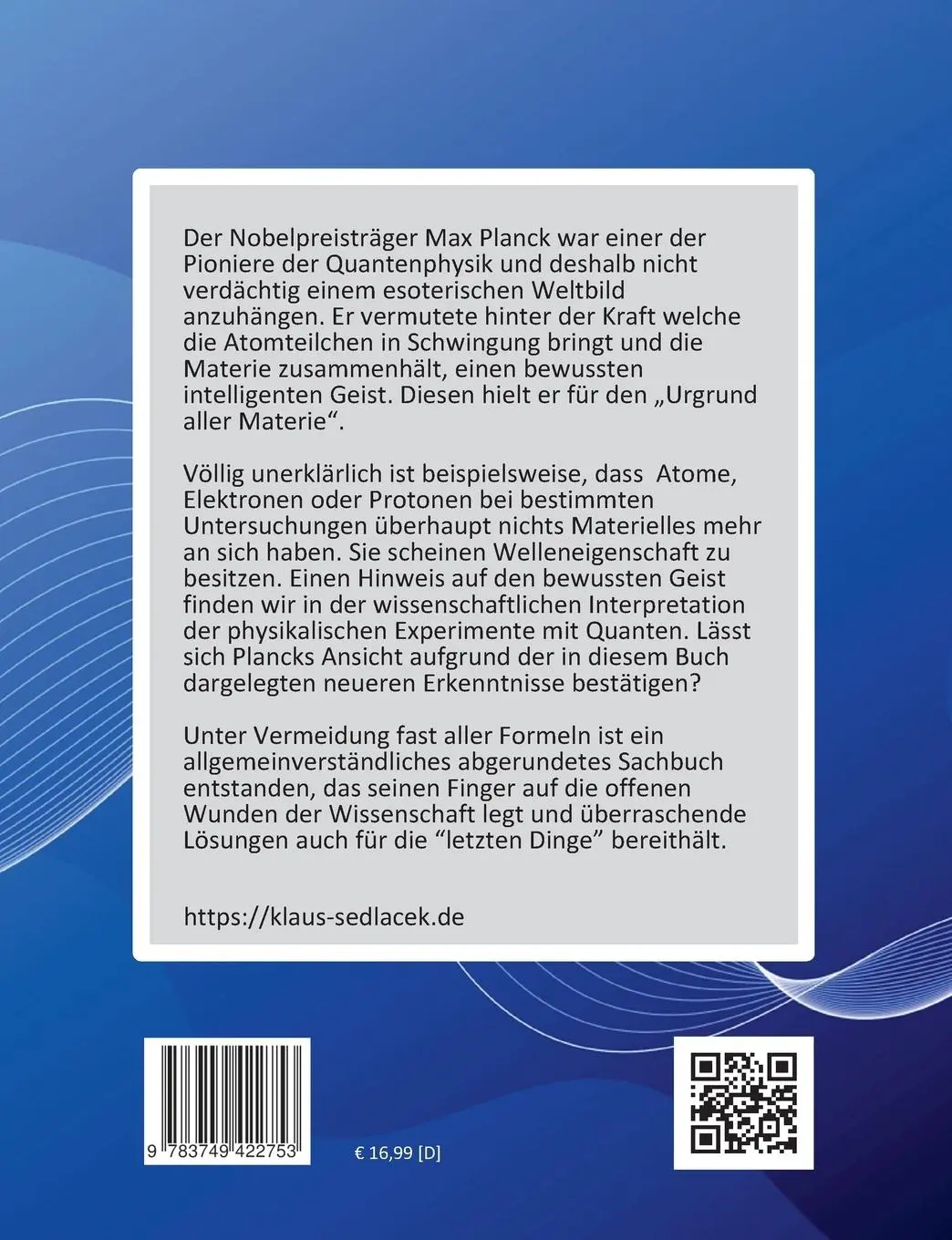 Rückseite: 9783749422753 | Die Transzendenz der Realität | Klaus-Dieter Sedlacek | Taschenbuch