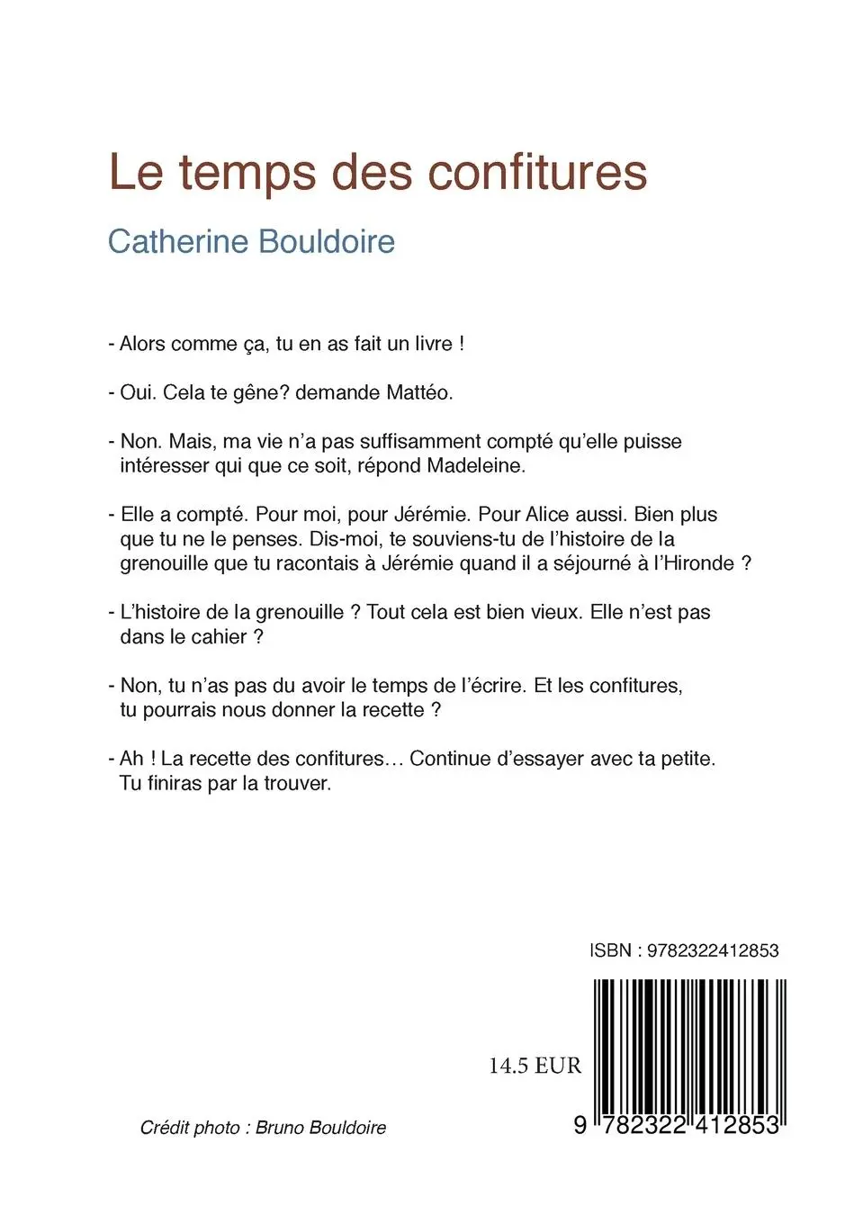 Rückseite: 9782322412853 | Le temps des confitures | Catherine Bouldoire | Taschenbuch | 2022