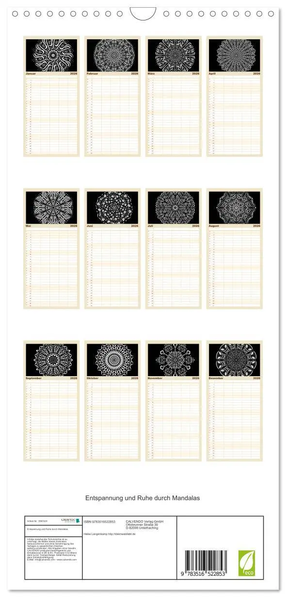 Bild: 9783516522853 | Familienplaner 2026 - Entspannung und Ruhe durch Mandalas mit 5...