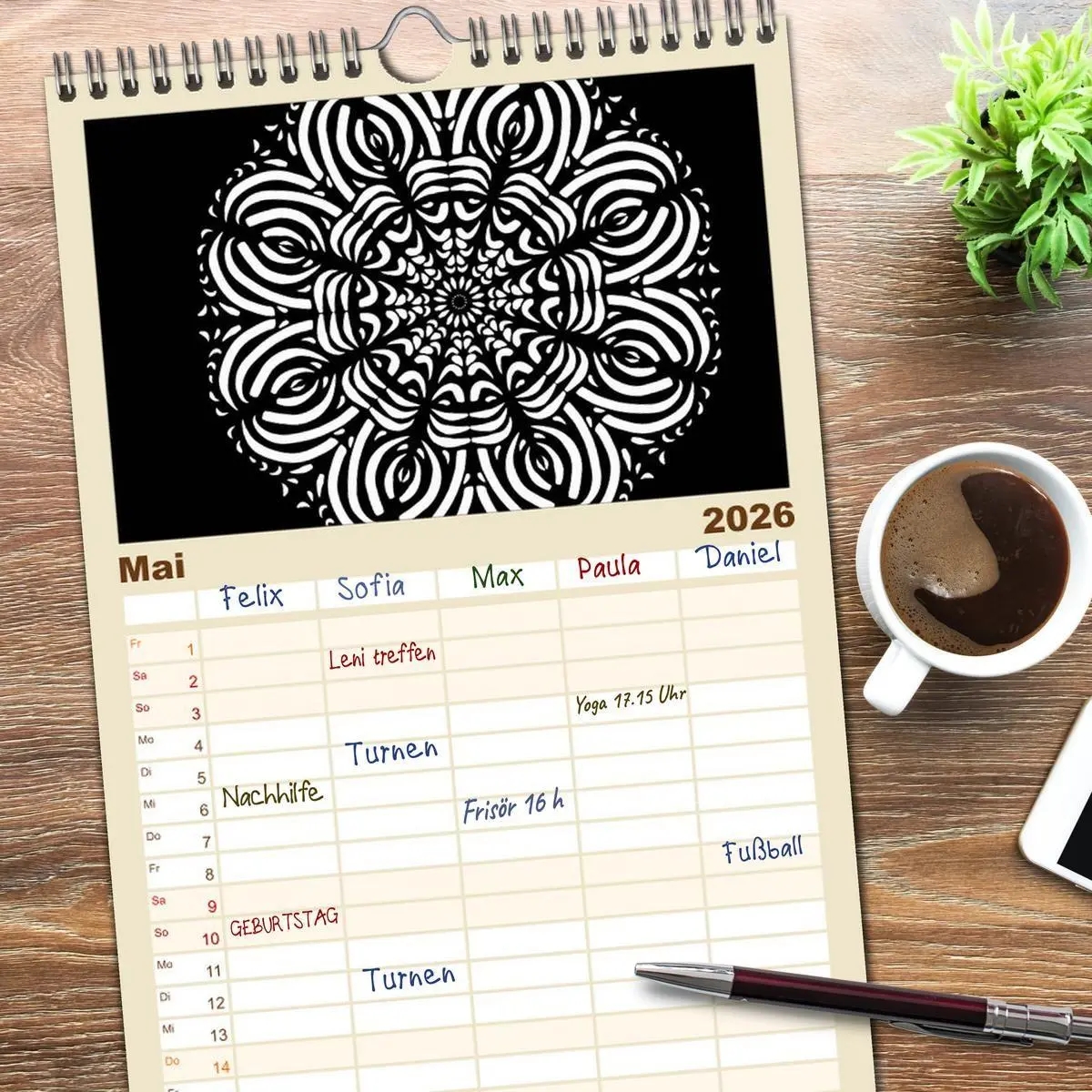 Bild: 9783516522853 | Familienplaner 2026 - Entspannung und Ruhe durch Mandalas mit 5...
