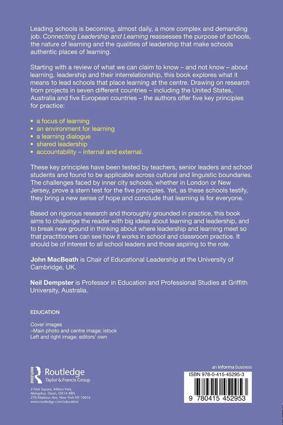 Rückseite: 9780415452953 | Connecting Leadership and Learning | Principles for Practice | Buch