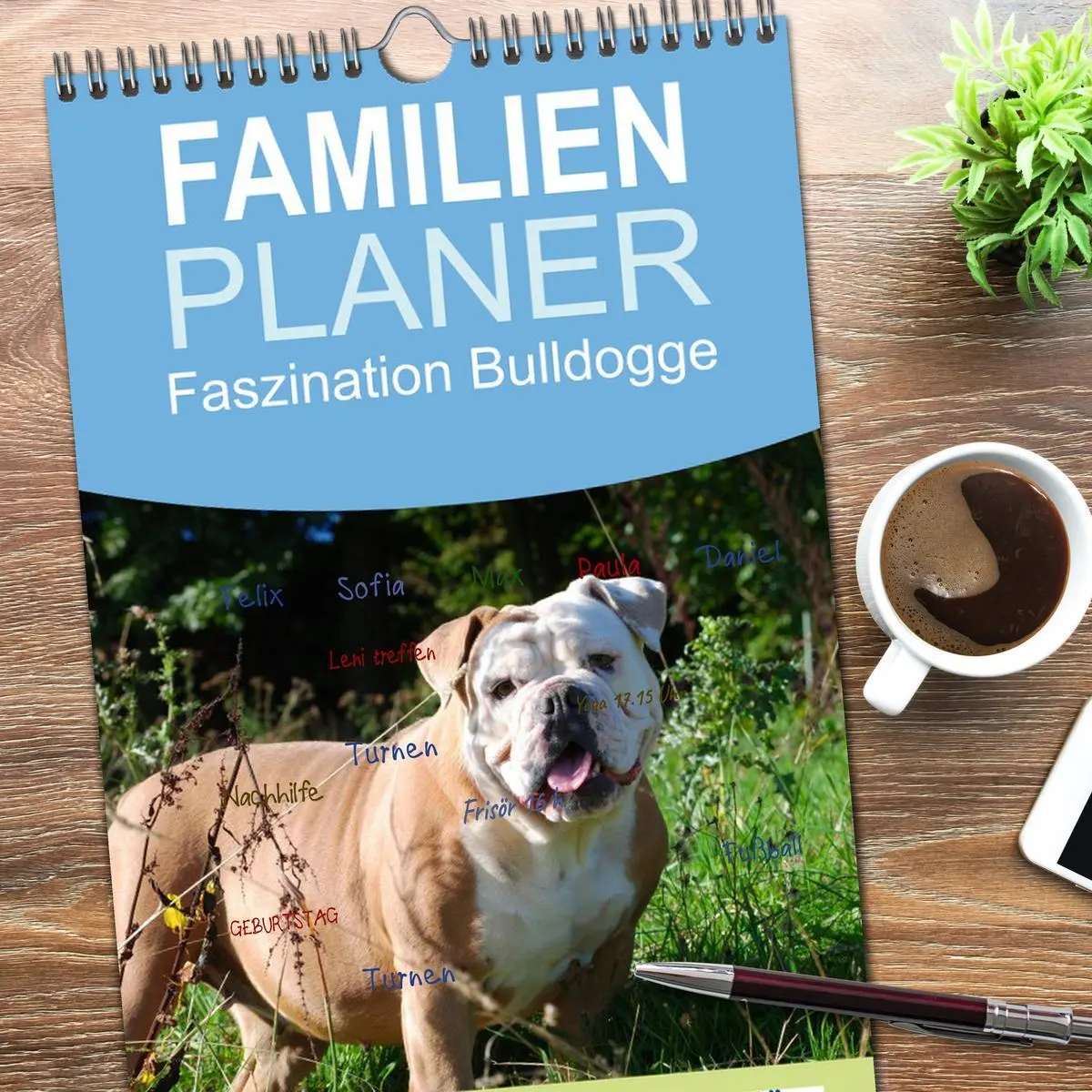 Bild: 9783516512953 | Familienplaner 2026 - Faszination Bulldogge mit 5 Spalten...