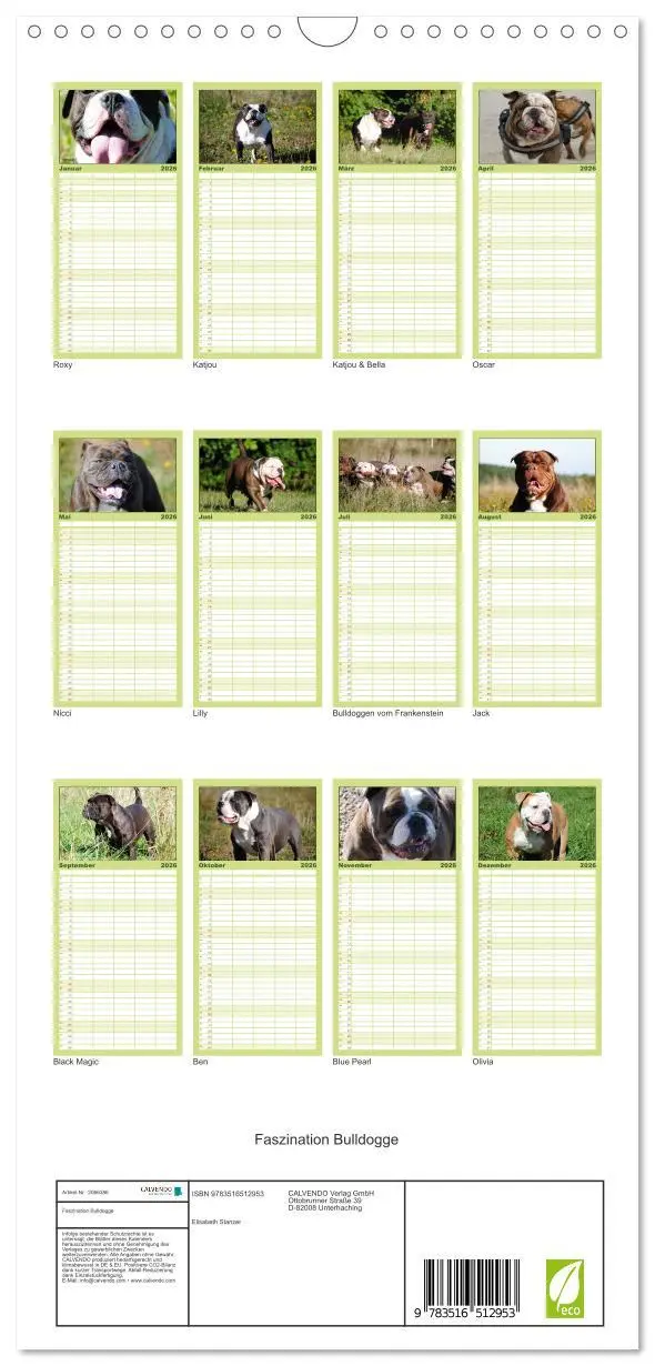 Bild: 9783516512953 | Familienplaner 2026 - Faszination Bulldogge mit 5 Spalten...