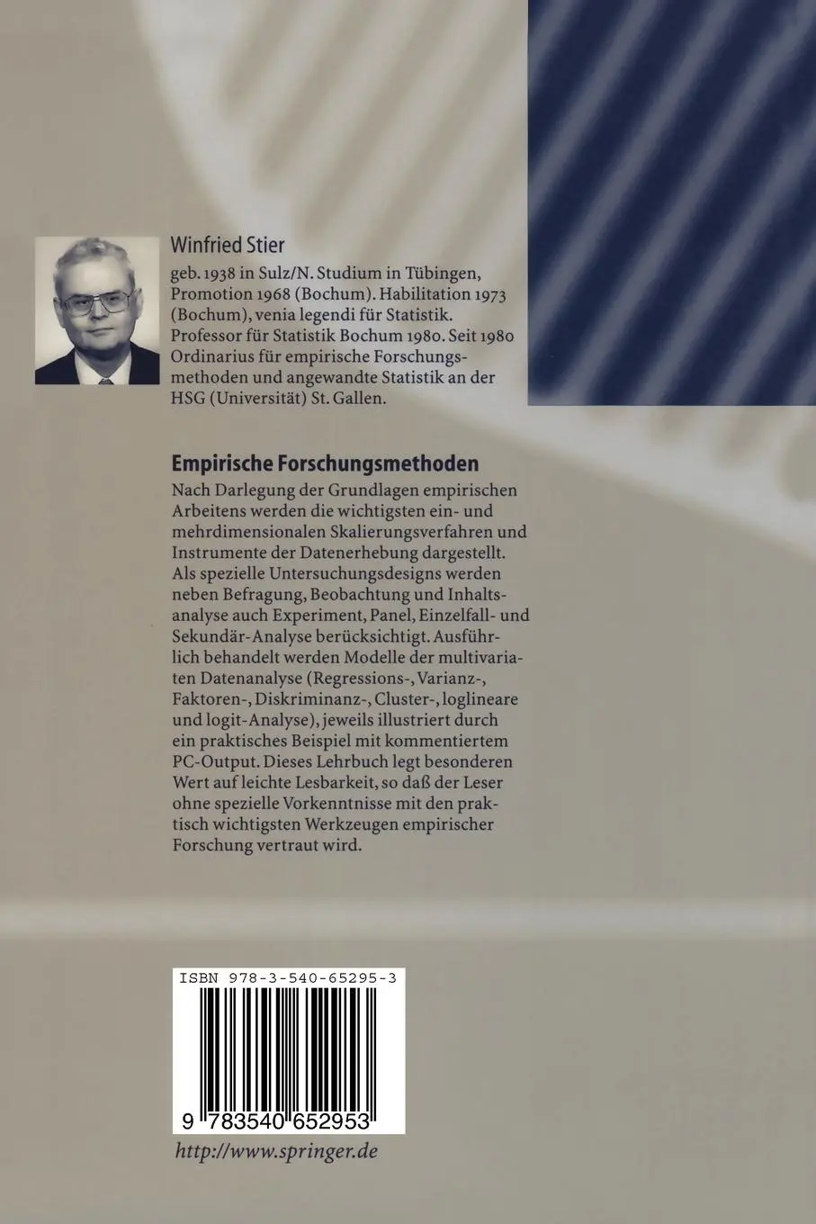 Rückseite: 9783540652953 | Empirische Forschungsmethoden | Winfried Stier | Taschenbuch | xi