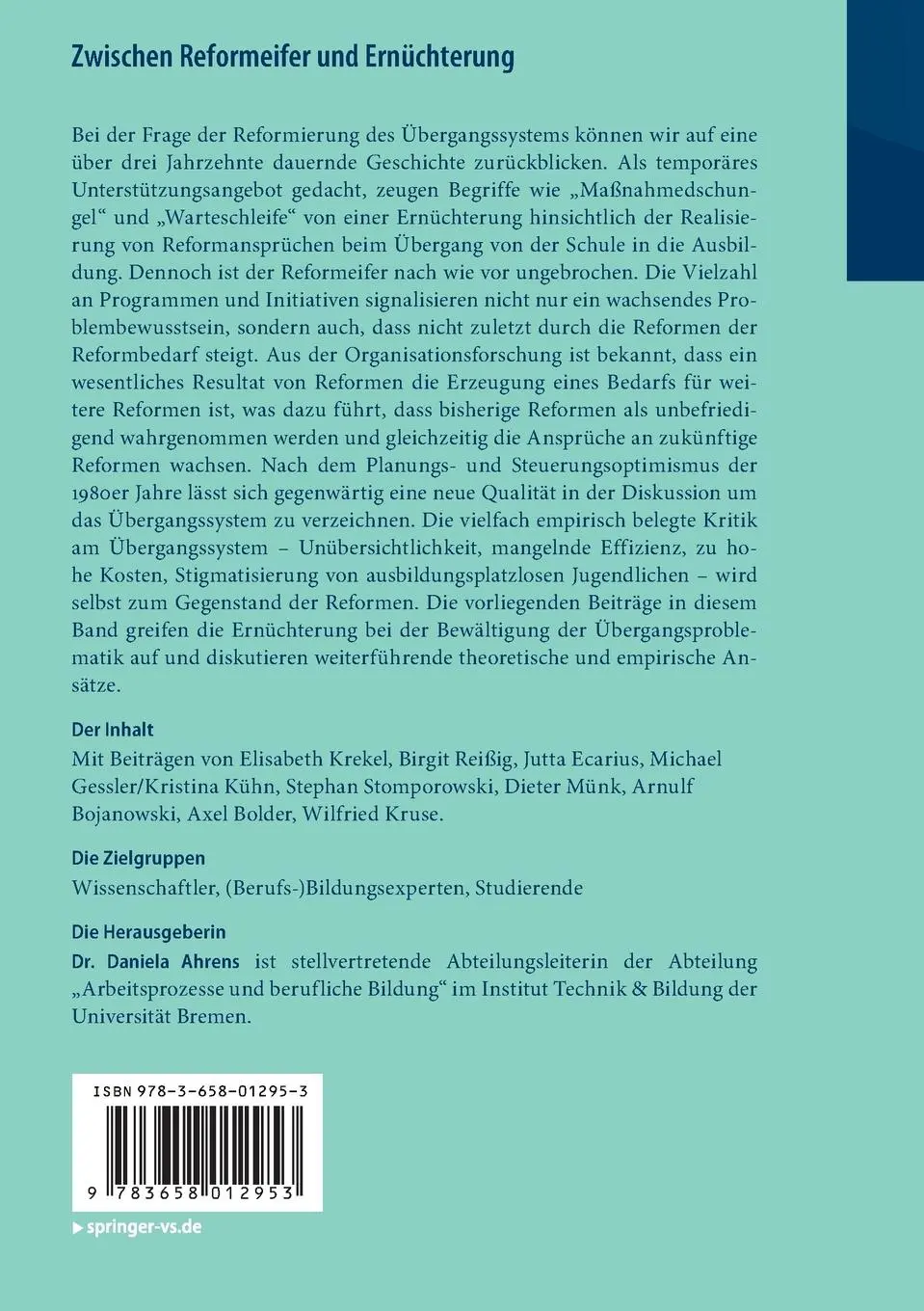 Rückseite: 9783658012953 | Zwischen Reformeifer und Ernüchterung | Daniela Ahrens | Taschenbuch