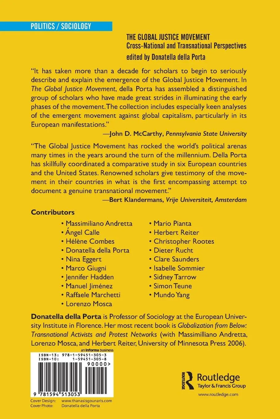 Rückseite: 9781594513053 | Global Justice Movement | Donatella Della Porta (u. a.) | Taschenbuch