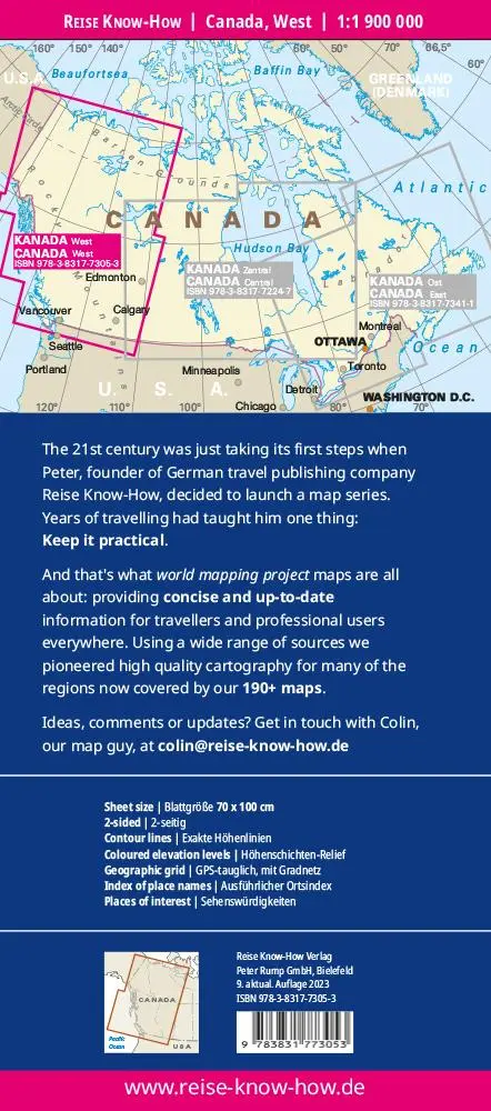 Rückseite: 9783831773053 | Reise Know-How Landkarte Kanada West / West Canada (1:1.900.000)