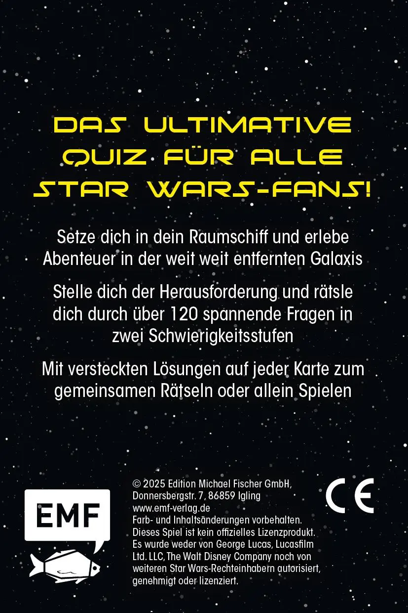 Rückseite: 4260478343153 | Kartenspiel: Das inoffizielle Quiz für Star Wars-Fans | Jakob Sam