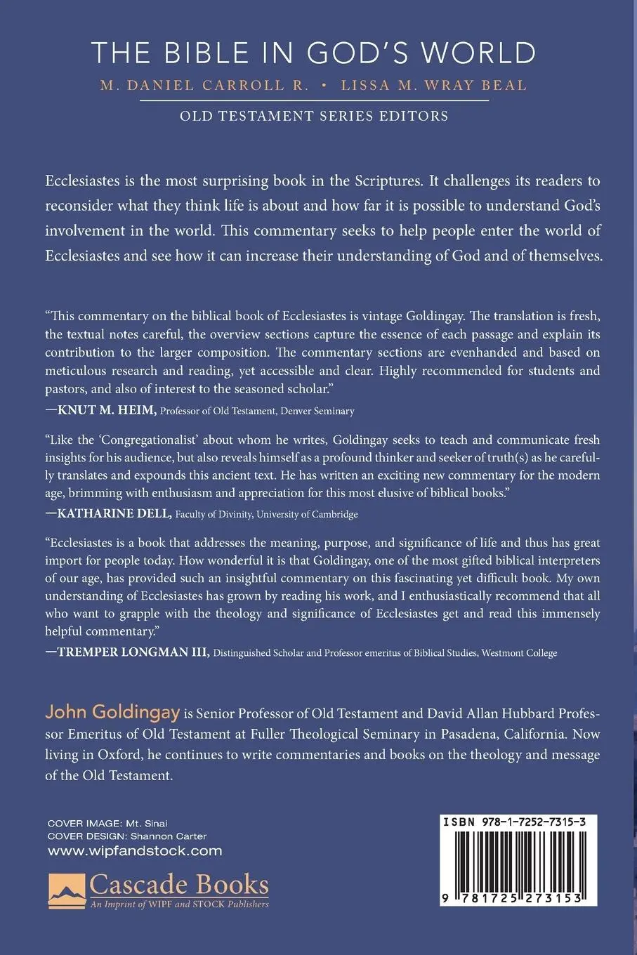 Rückseite: 9781725273153 | Ecclesiastes | John Goldingay | Taschenbuch | Englisch | 2021