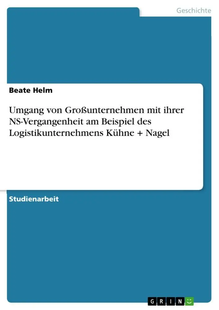 Cover: 9783389093153 | Umgang von Großunternehmen mit ihrer NS-Vergangenheit am Beispiel...