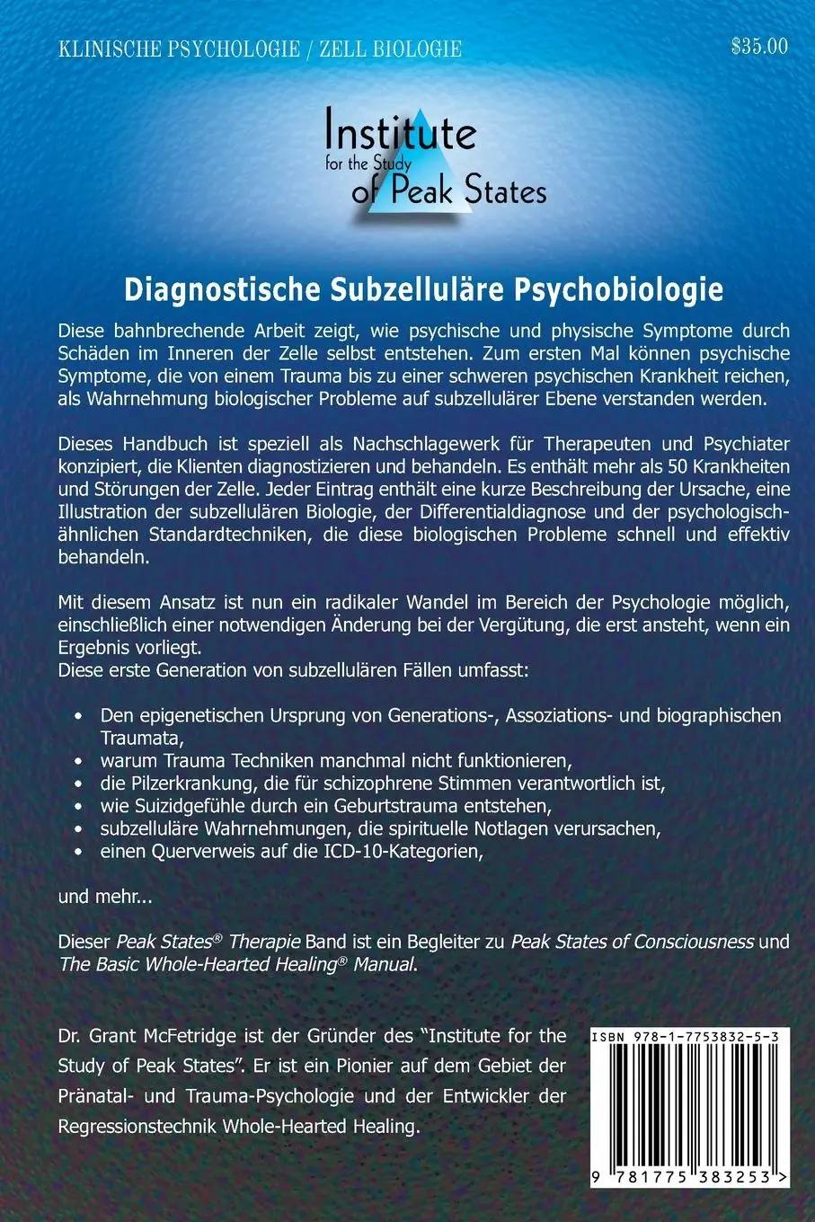 Rückseite: 9781775383253 | Subzelluläre Psychobiologie Diagnosehandbuch | Grant McFetridge | Buch