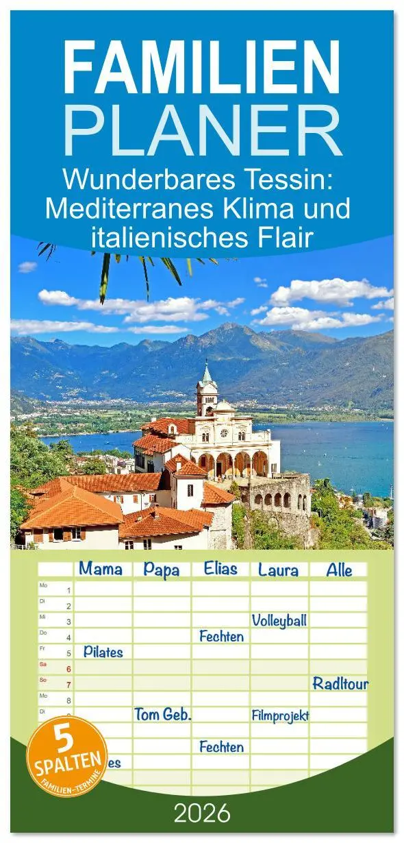 Cover: 9783516623253 | Familienplaner 2026 - Wunderbares Tessin: Mediterranes Klima und...