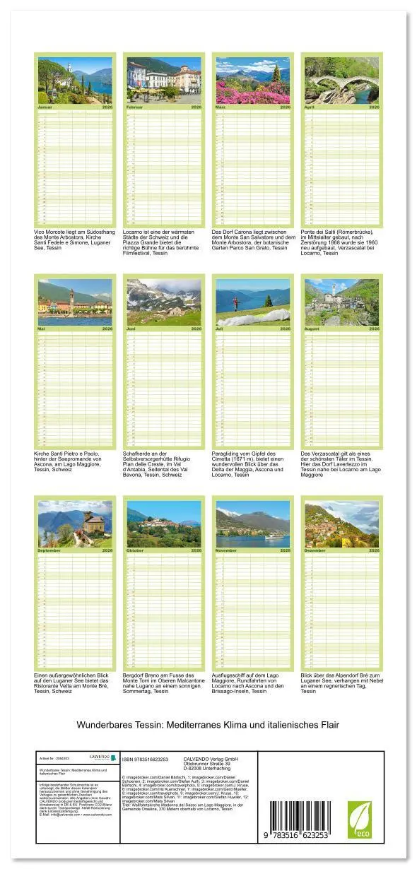 Bild: 9783516623253 | Familienplaner 2026 - Wunderbares Tessin: Mediterranes Klima und...