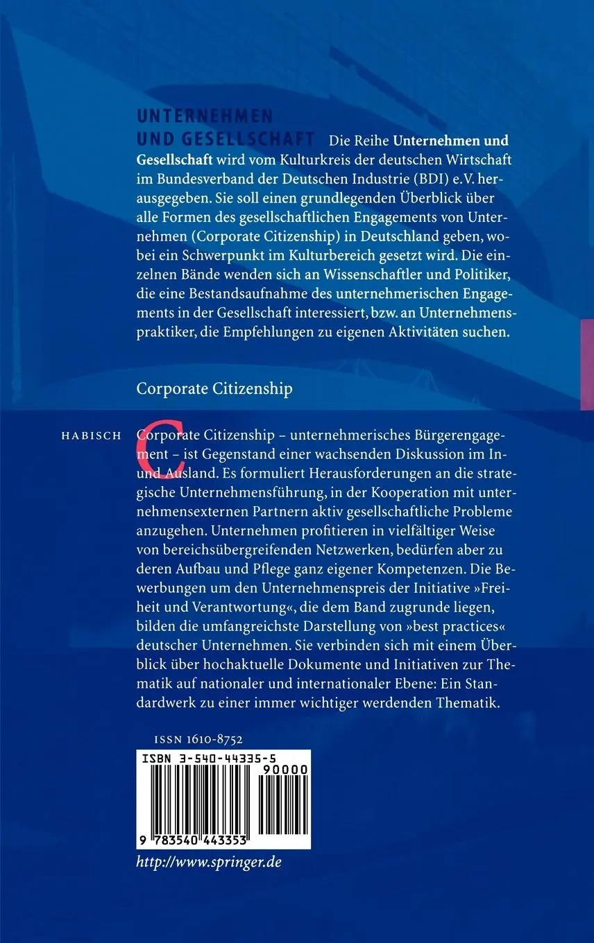 Rückseite: 9783540443353 | Corporate Citizenship | André Habisch | Buch | xvii | Deutsch | 2002