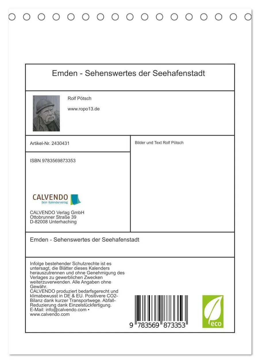 Bild: 9783569873353 | Emden - Sehenswertes der Seehafenstadt (Tischkalender 2027 DIN A5...