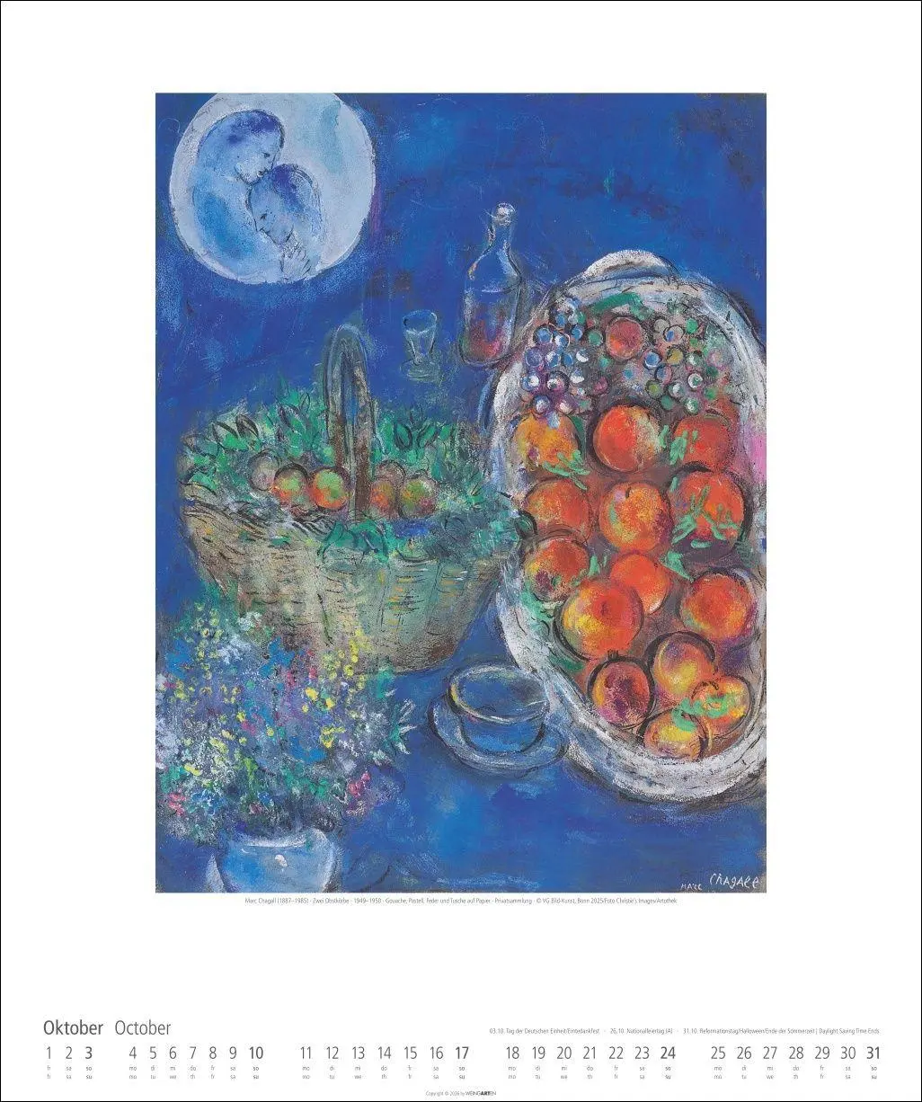 Bild: 9783839903353 | Marc Chagall Kalender 2027 | Marc Chagall | Kalender | Spiralbindung