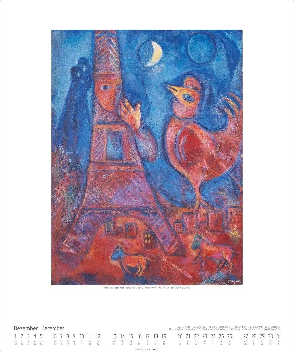 Bild: 9783839903353 | Marc Chagall Kalender 2027 | Marc Chagall | Kalender | Spiralbindung
