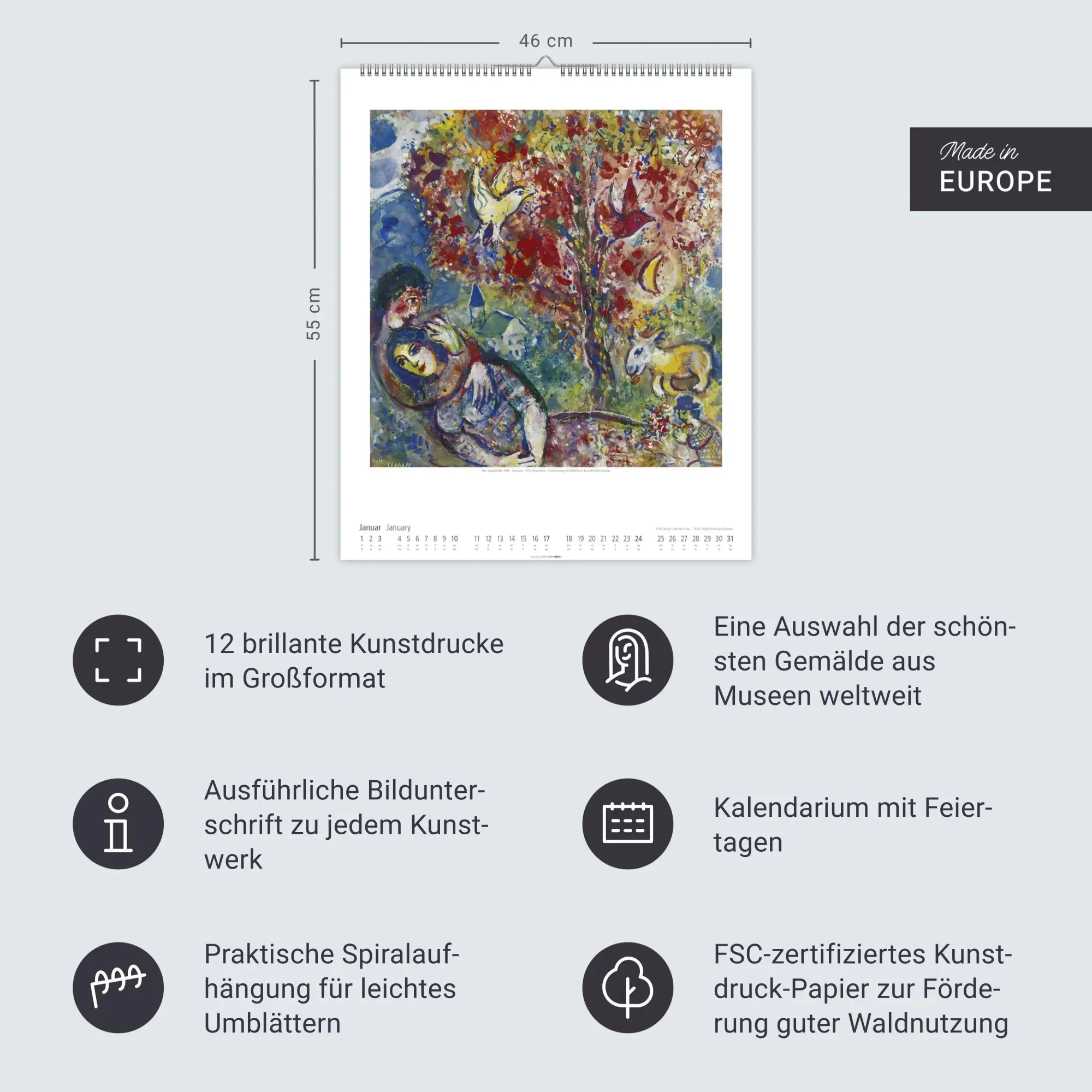 Bild: 9783839903353 | Marc Chagall Kalender 2027 | Marc Chagall | Kalender | Spiralbindung