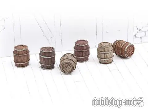 Cover: 704270723453 | Wooden Barrels Set 1 - Small Barrels (6) | Tabletop-Art