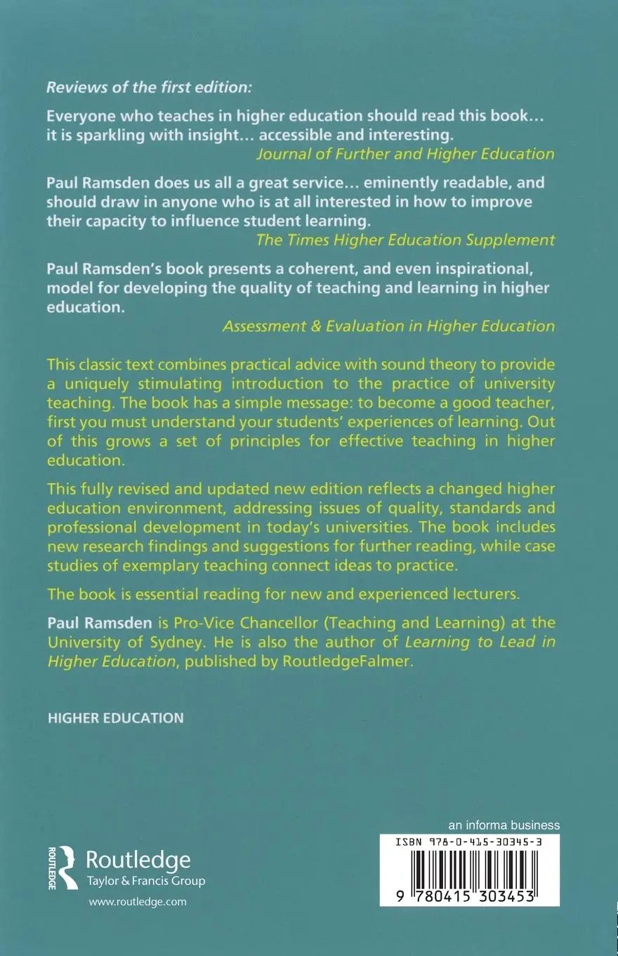 Rückseite: 9780415303453 | Learning to Teach in Higher Education | Paul Ramsden | Taschenbuch