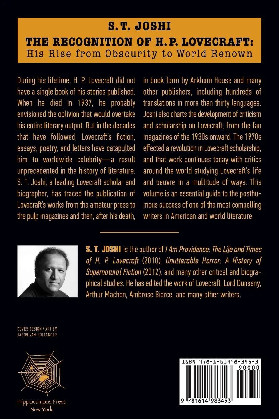 Rückseite: 9781614983453 | The Recognition of H. P. Lovecraft | S. T. Joshi | Taschenbuch | 2021
