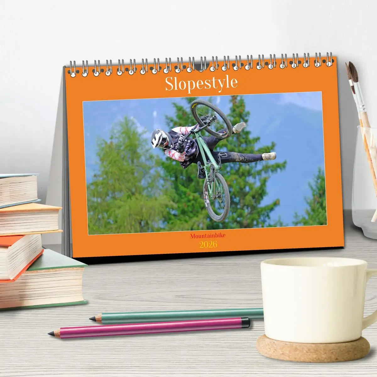 Bild: 9783457513453 | Slopestyle Mountainbike (Tischkalender 2026 DIN A5 quer), CALVENDO...