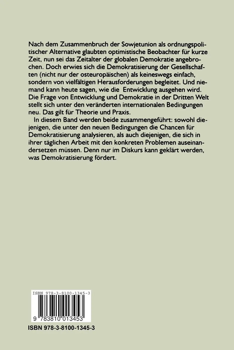 Rückseite: 9783810013453 | Demokratie und Entwicklung | Thomas Jäger (u. a.) | Taschenbuch | 1997