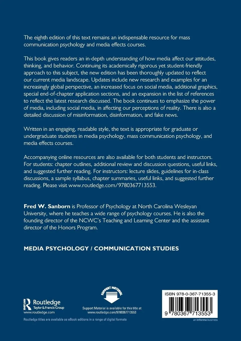Rückseite: 9780367713553 | A Cognitive Psychology of Mass Communication | Fred W. Sanborn | Buch