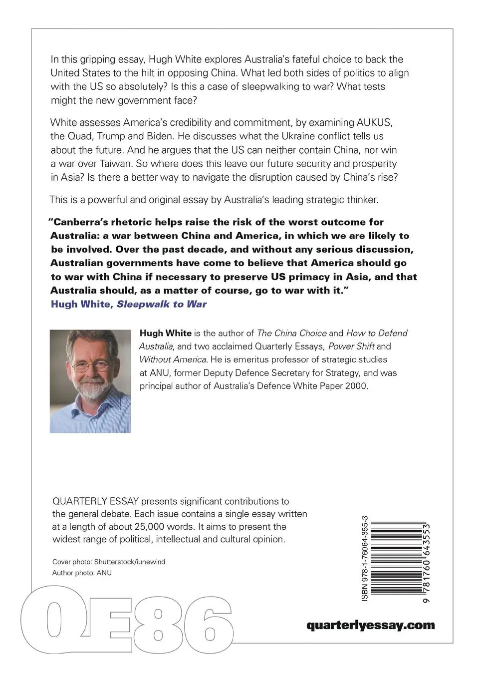 Rückseite: 9781760643553 | Sleepwalk to War | Hugh White | Taschenbuch | Englisch | 2022