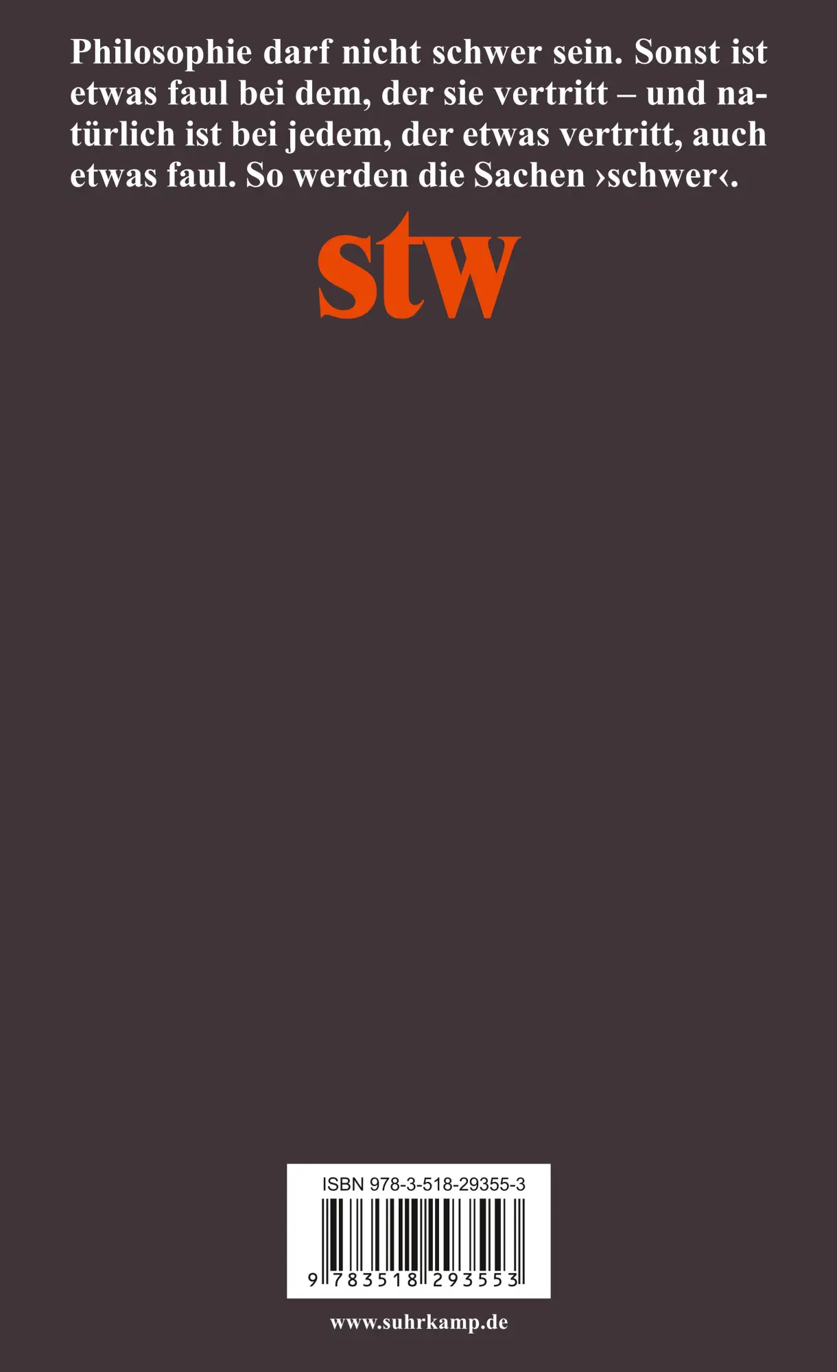 Rückseite: 9783518293553 | Die Verführbarkeit des Philosophen | Hans Blumenberg | Taschenbuch