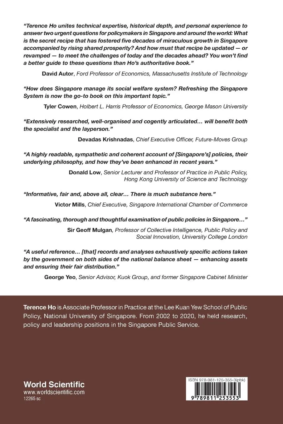 Rückseite: 9789811253553 | REFRESHING THE SINGAPORE SYSTEM | Ho Terence W L | Taschenbuch | 2021