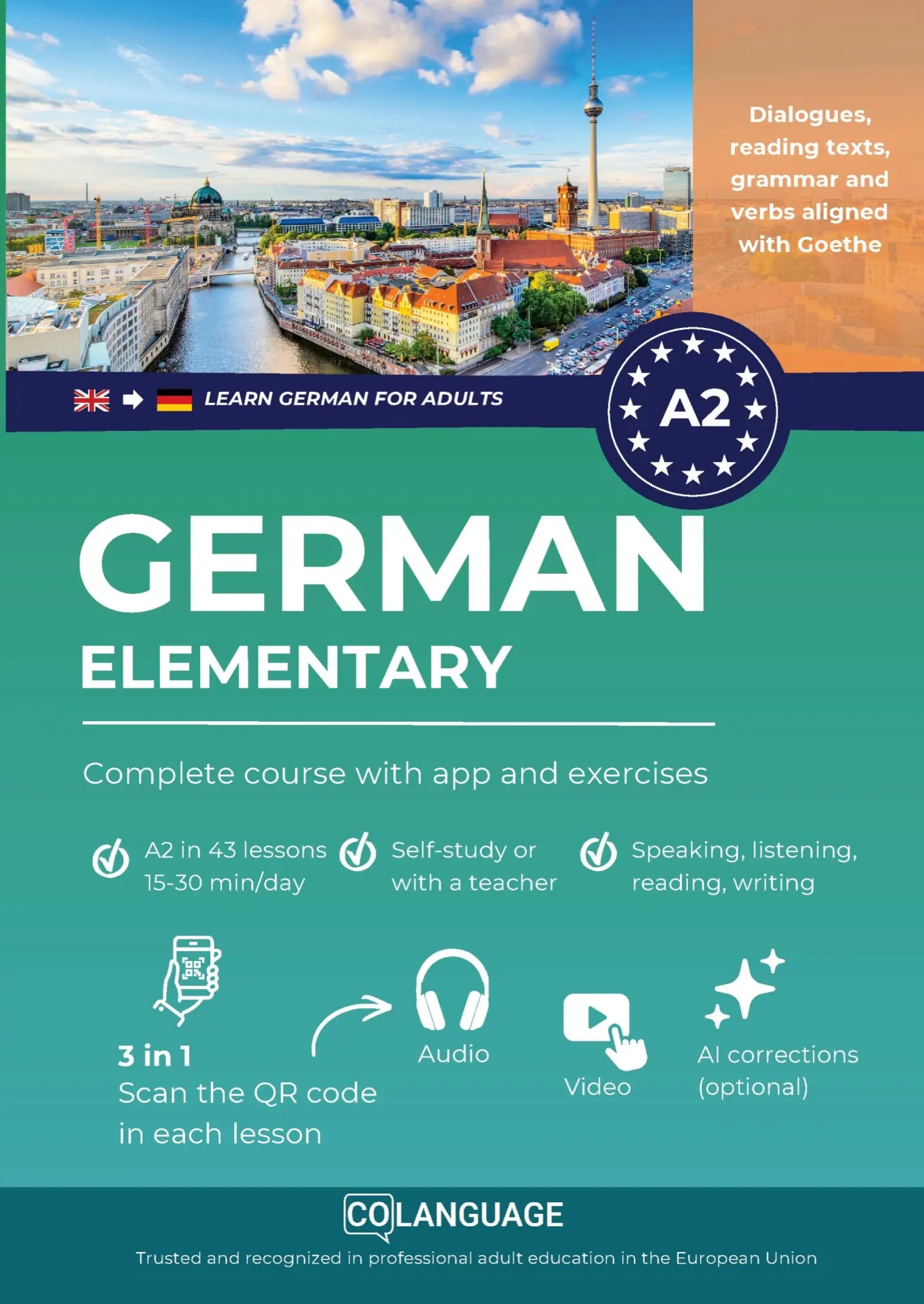 Cover: 9791388253553 | Learn German A2 elementary: complete course with app and exercises