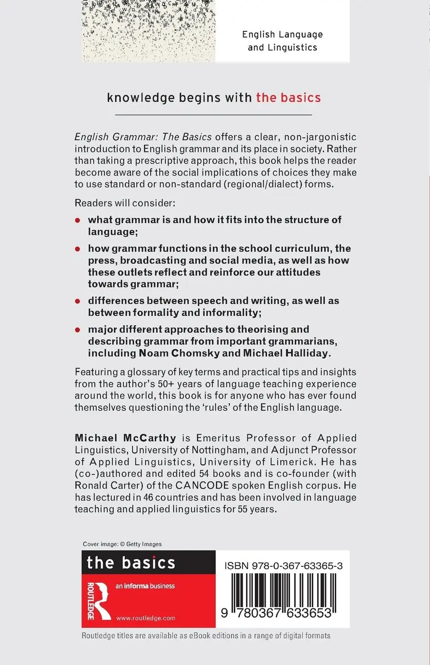Rückseite: 9780367633653 | English Grammar | The Basics | Michael Mccarthy | Taschenbuch | 2021