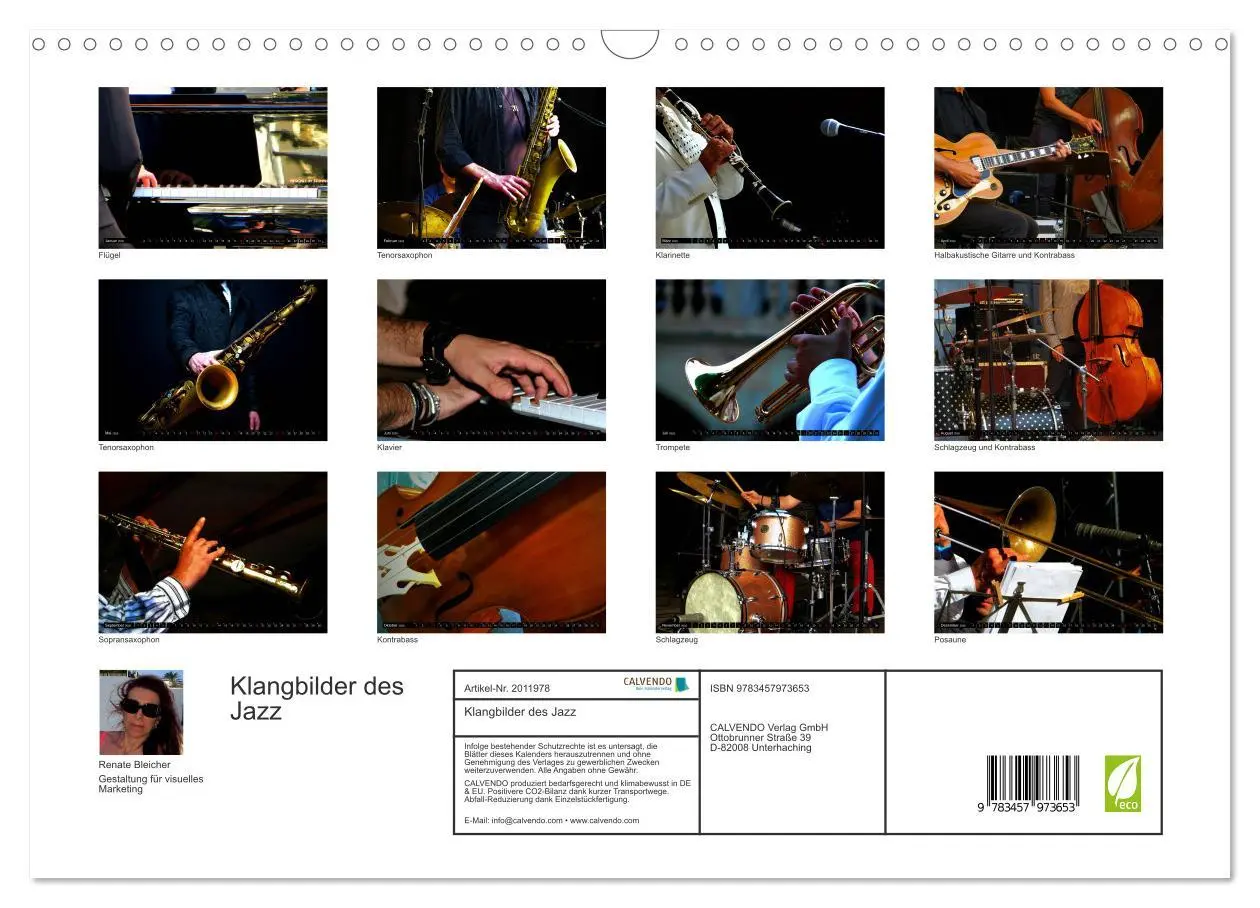 Bild: 9783457973653 | Klangbilder des Jazz (Wandkalender 2026 DIN A3 quer), CALVENDO...