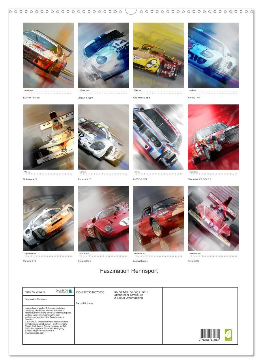 Bild: 9783516373653 | Faszination Rennsport (Wandkalender 2026 DIN A2 hoch), CALVENDO...