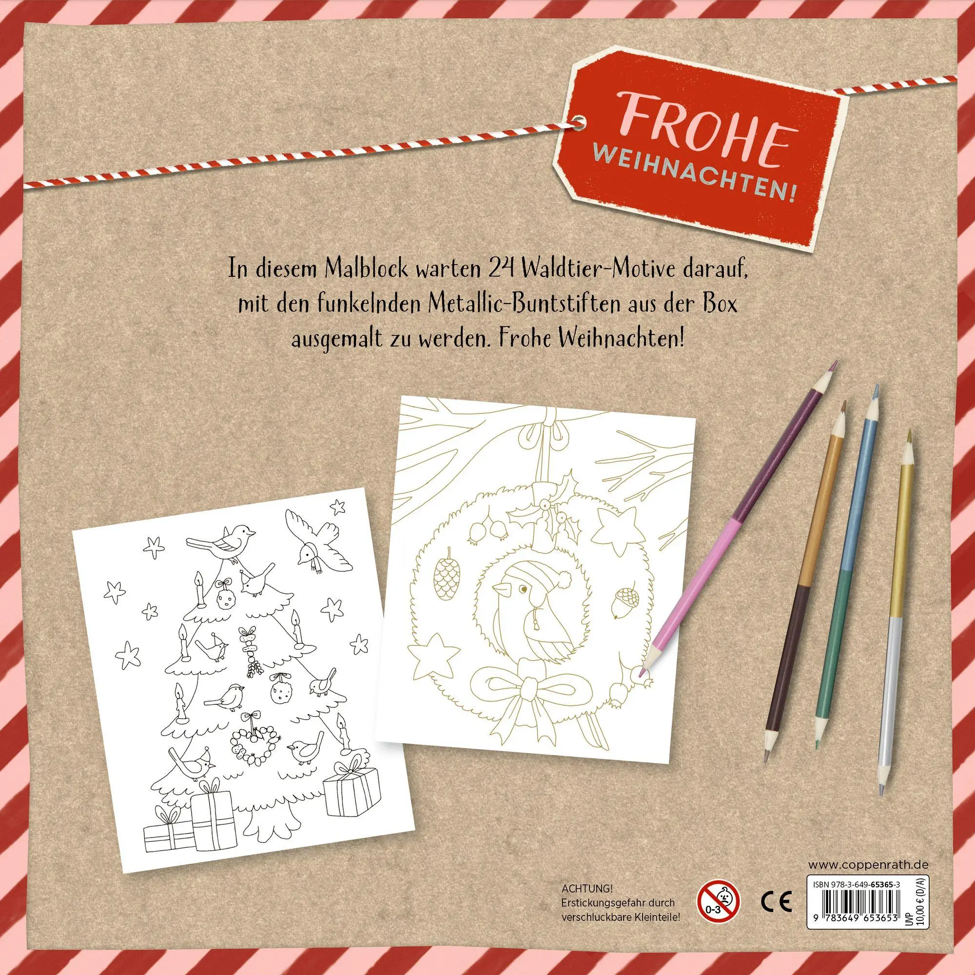 Rückseite: 9783649653653 | Metallic-Malblock | Frohe Weihnachten! | Miriam Fritz | Buch | 48 S.
