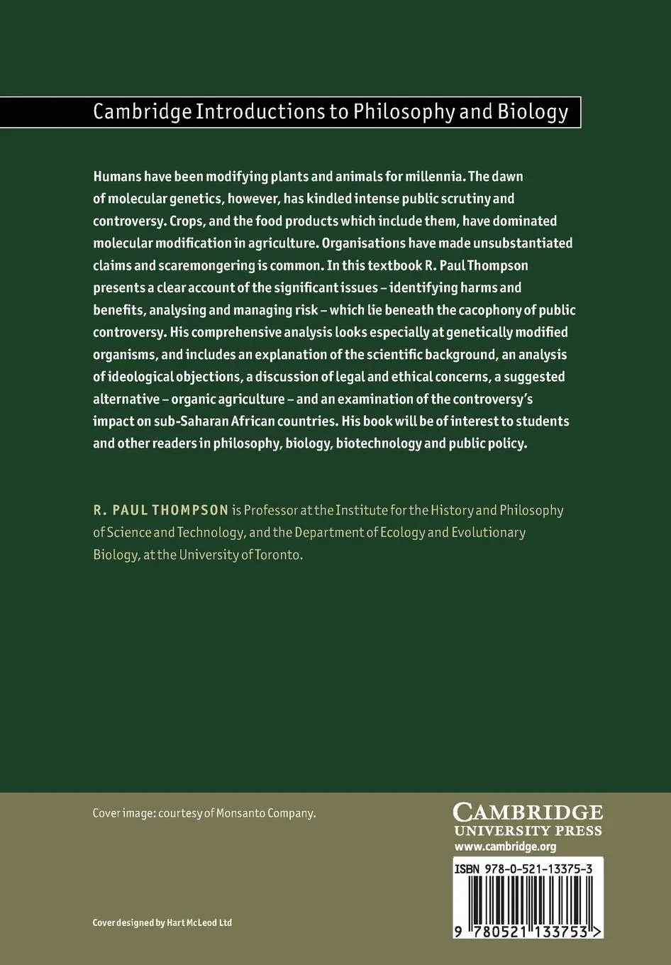 Rückseite: 9780521133753 | Agro-Technology | A Philosophical Introduction | R. Paul Thompson