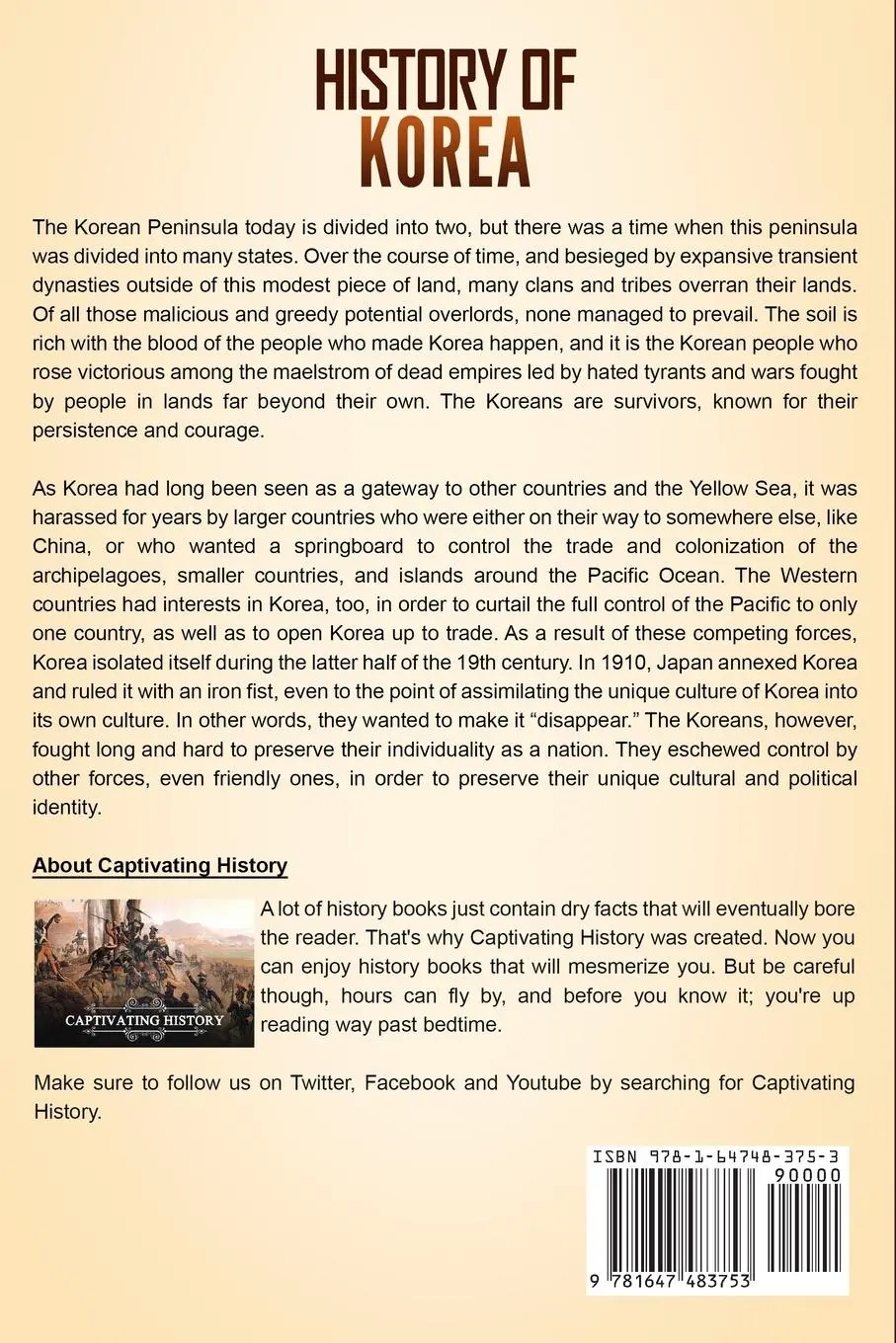 Rückseite: 9781647483753 | History of Korea | Captivating History | Taschenbuch | Englisch | 2020