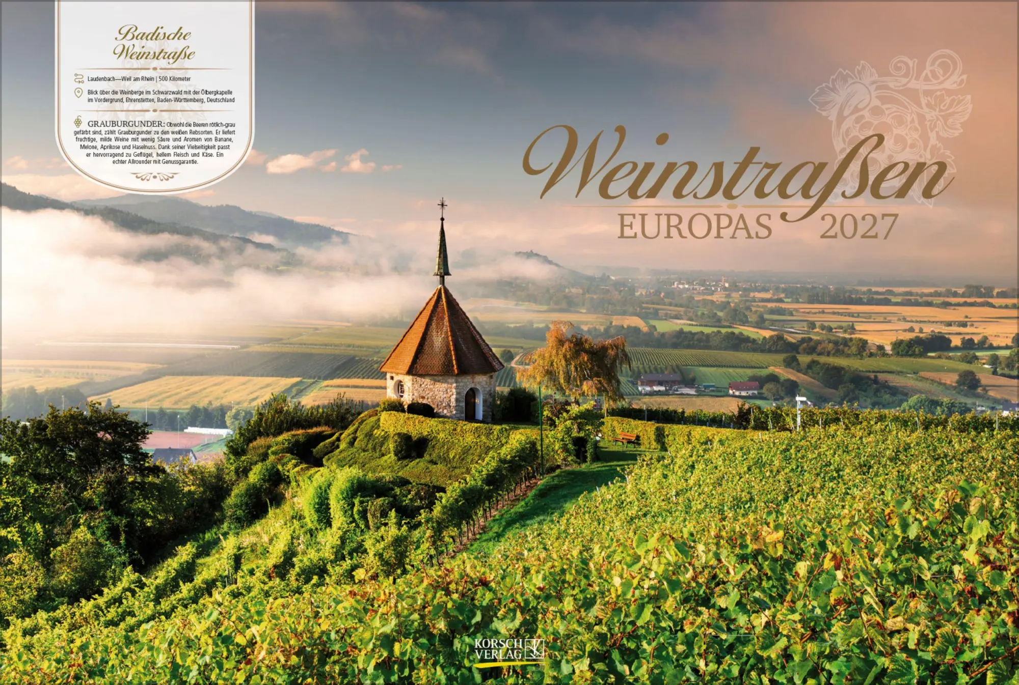 Cover: 9783819303753 | Weinstraßen Europas 2027 | Verlag Korsch | Kalender | 14 S. | Deutsch